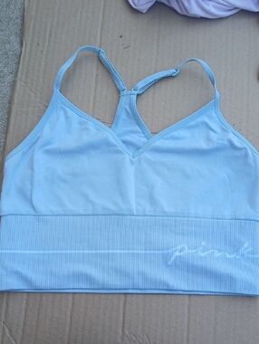 Light Blue Seamless V-Neck Racerback Bralette